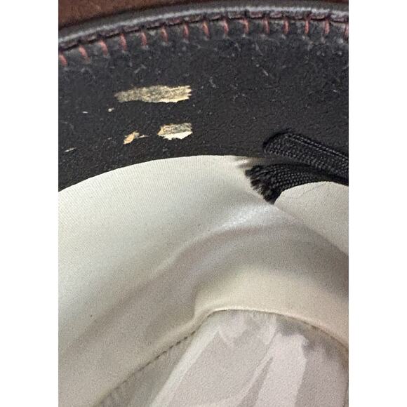 Vintage Dobbs Mens Brown Wool Felt Black Feather Fedora Hat 7 1/4 - Picture 14 of 16